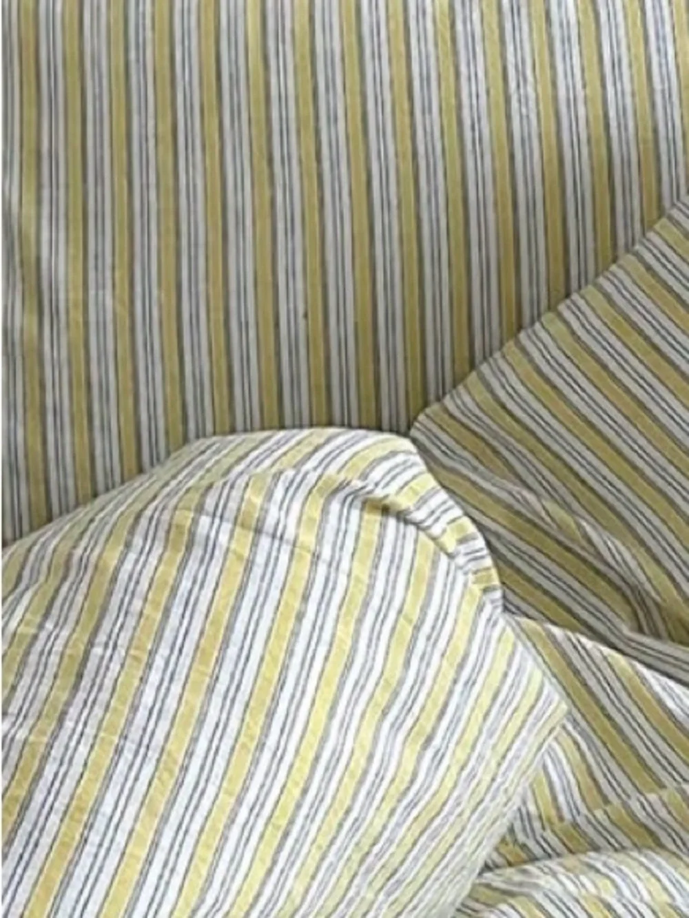 FULL SIZE Duvet Set 100% Washed Cotton - YELLOW & WHITE STRIPE